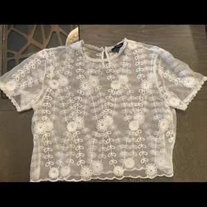 Forever 21 white cropped lace blouse.